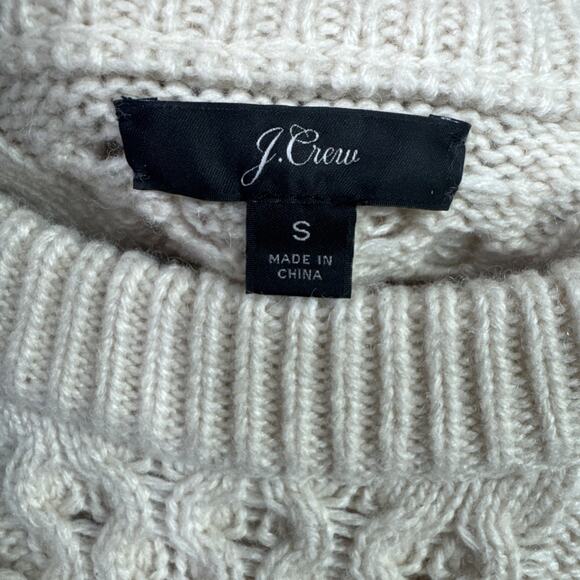 J. Crew Crewneck Long Sleeve Popcorn Cable Knit Sweater Cream sz S - Picture 5 of 7